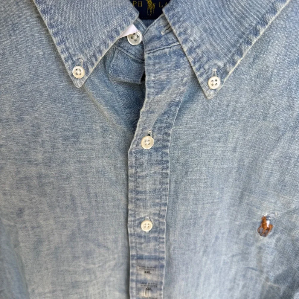 NWT Ralph Lauren Polo Long Sleeve Button Down‎ Shirt Top Blue Chambray Denim XXL